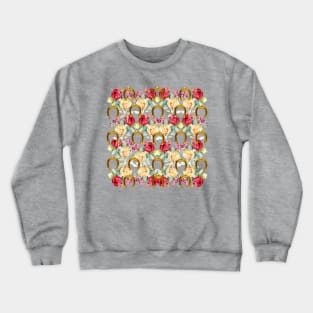 Pattern. Roses and Gold Horseshoes Crewneck Sweatshirt